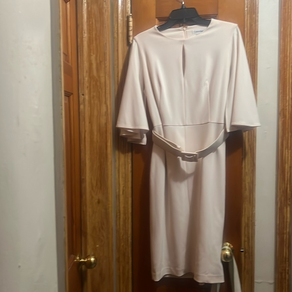 Calvin Klein Cream Sheath Dress with Dolman Sleeves